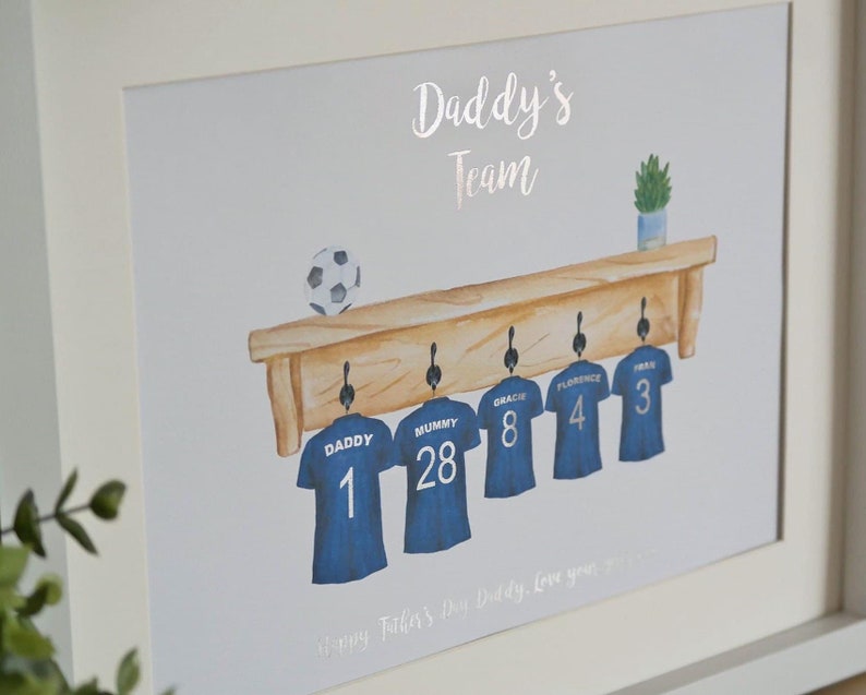 Fathers day football gift Fathers day print football print daddy number 1 print personalised fathers day gift Football gift image 1