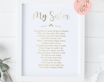 Sister Wedding print - Sister gift for wedding - Sister print - Bridal Party Wedding Gift - Mother of the bride party gift - Sister Print