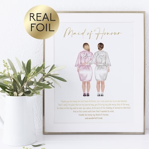 Wedding gift for Maid of Honour, Personalised Maid of Honour Gift, Maid of Honour and Bride Print, Person Print for Wedding, Special gift