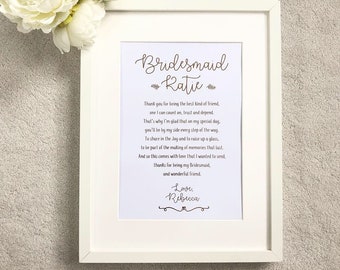 Bridesmaid Gift, Bridesmaid Foil Print, Gift For bridesmaid, Bridesmaid print,  Personalized Print,Wedding gift, Bridesmaid Poem