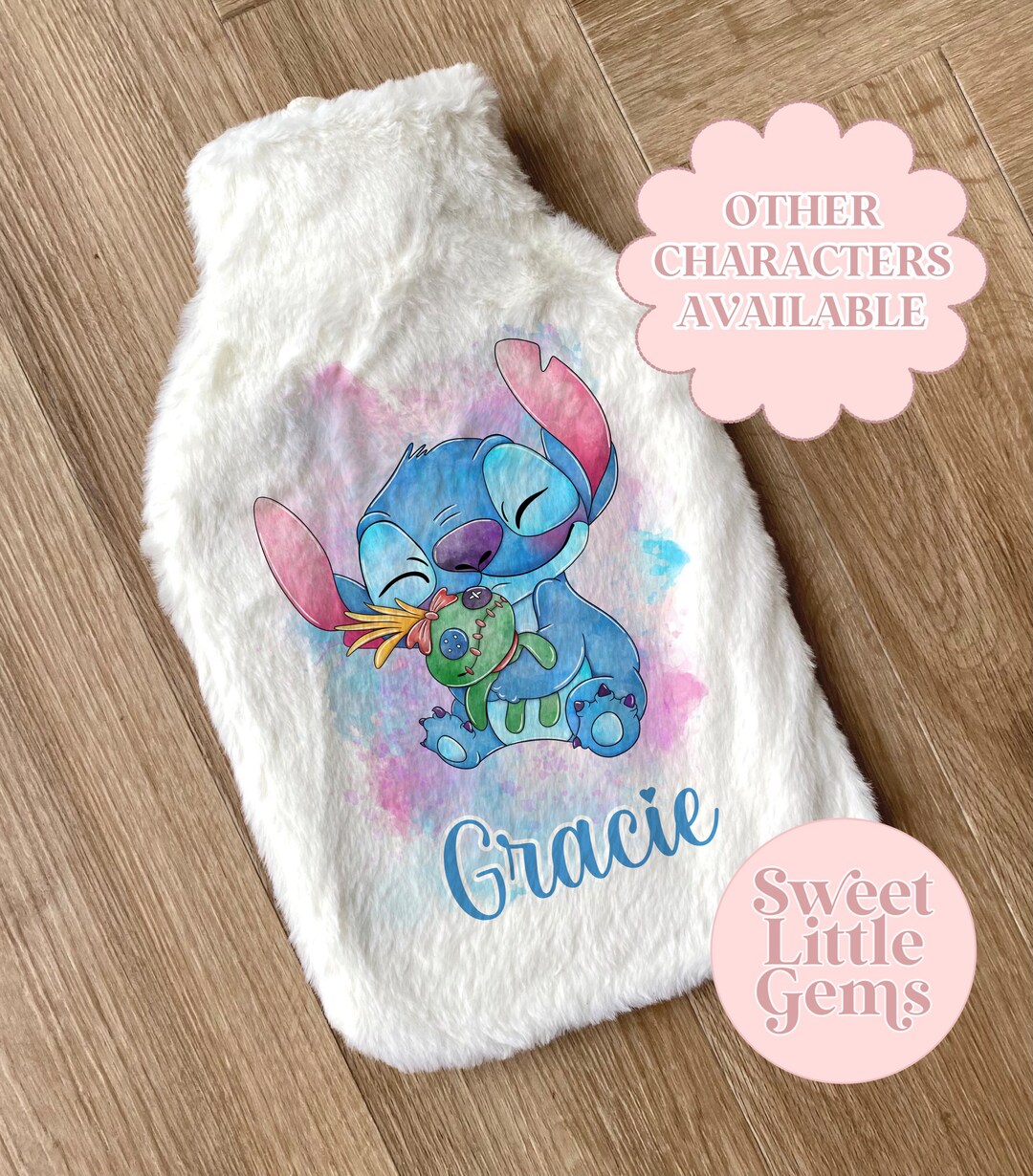 Personalised Hot Water Bottle, Christmas Gift Idea for Children, Stitch