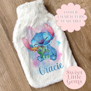 Personalised Hot Water Bottle, Christmas Gift Idea for Children, Stitch Personalised Gift, Stitch Christmas Gift, Princess Hot Water Bottle