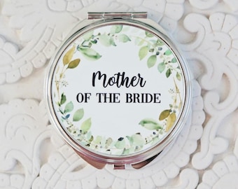 Personalised Mother of the Bride Gift, Hen Party Pocket Mirror, Name Pocket Mirror, Handheld mirror, Bridesmaid Gift, Silver mirror, Bride