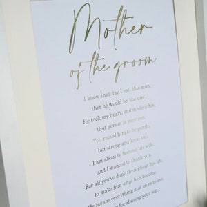 Mother of the groom Print, mother of the groom Foil Print, Gift For mother of the groom, Mother of the groom Gift, wedding gift wedding poem image 2