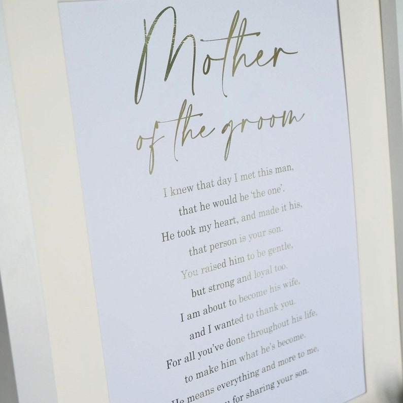 Mother of the groom Print, mother of the groom Foil Print, Gift For mother of the groom, Mother of the groom Gift, wedding gift wedding poem image 2