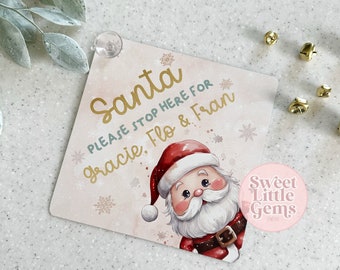 Gepersonaliseerde kerstman, stop hier - kerstraambord - kerstman stop hier - metalen kerstbord
