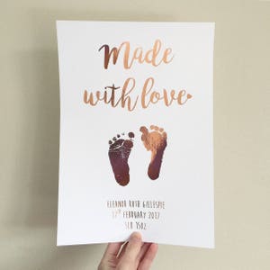 New Baby Footprint Print - Baby handprint/footprint - Footprint keepsake - Footprint foil print - Newborn keepsake - Babys prints - New baby
