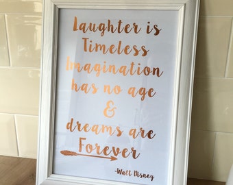 Impresión de lámina de Walt Disney, impresión de Walt Disney, impresión de vivero de decoración del hogar de cobre - decoración de oro rosa - arte de la pared de Disney - impresión de lámina de Disney