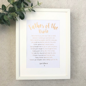 Padre della sposa Stampa, padre della sposa Foil Print, Regalo Per il padre della sposa, padre della sposa Regalo, regalo di nozze