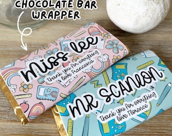 Gepersonaliseerde Teacher Chocolate Bar Wrapper, Gepersonaliseerde Unqiue Teacher Gift, Eindejaarscadeau, Onderwijscadeau, cadeau van kinderen, School