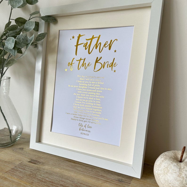 Father of the bride gift Father of the bride print Gift to dad from bride Wedding gift Wedding print Bridal prints Father Gift image 2