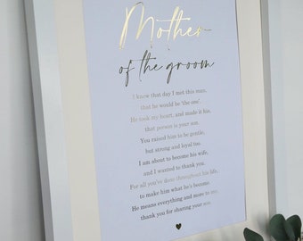 Impresión de la madre del novio, impresión de la hoja de la madre del novio, regalo para la madre del novio, regalo de la madre del novio, poema de boda de regalo de boda