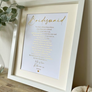 Brautjungfer Druck, Brautjungfer Foliendruck, Geschenk für Brautjungfer, personalisierte Brautjungfer Geschenk, Hochzeitsgeschenk, Hochzeitsgedicht, Trauzeugin Geschenk