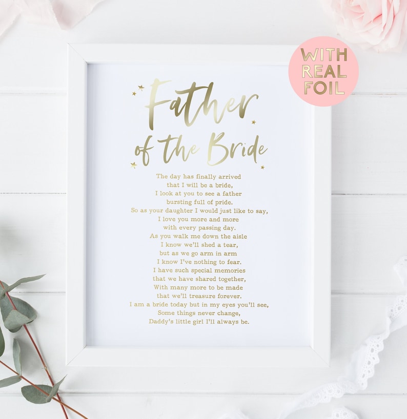 Father of the bride gift Father of the bride print Gift to dad from bride Wedding gift Wedding print Bridal prints Father Gift image 1