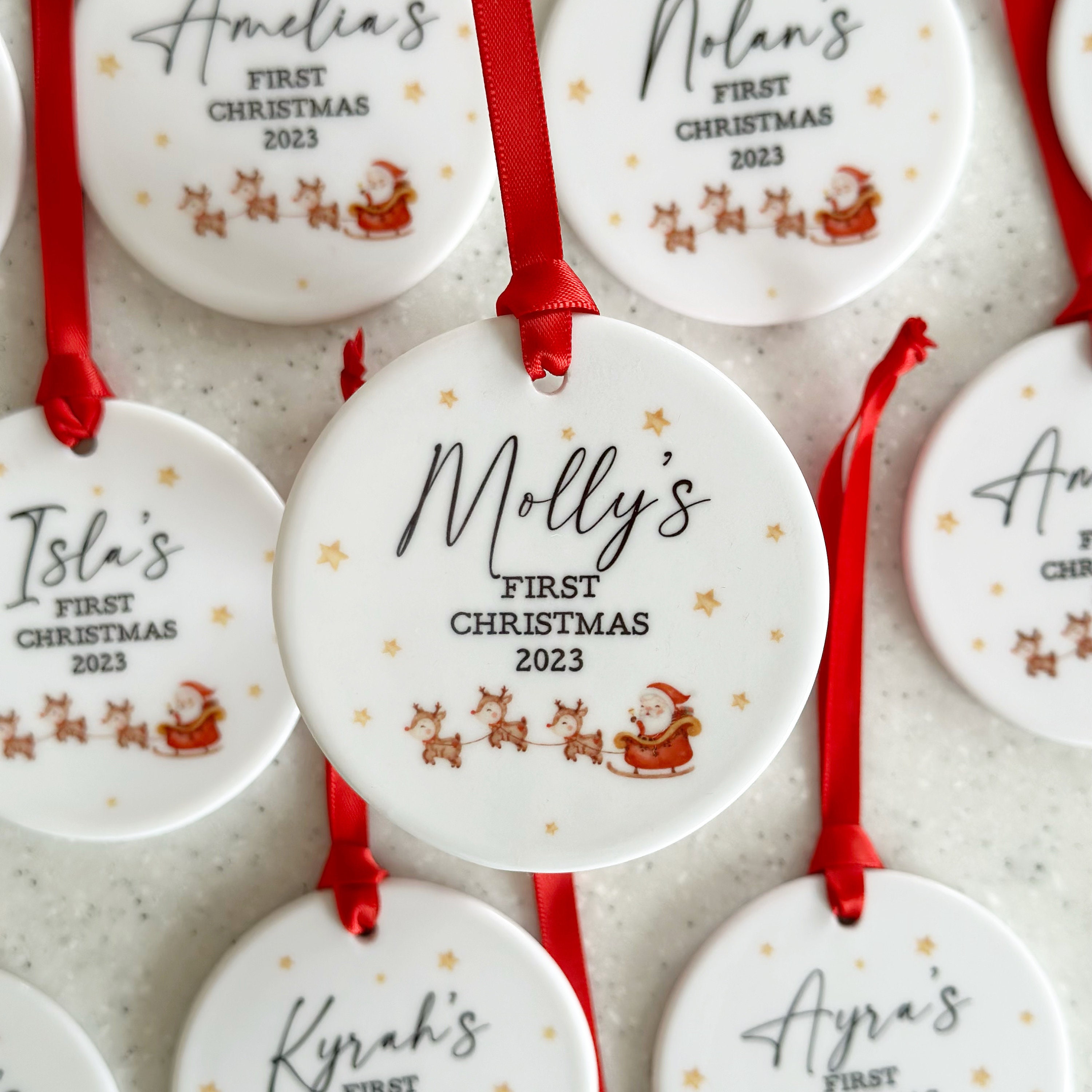Babies First Christmas Bauble, Personalised first Christmas bauble, new baby bauble, First Christmas Gift, Personalised Santa Tree Decor