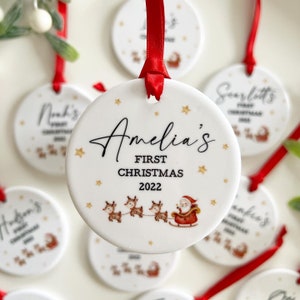 Babies First Christmas Bauble, Personalised first Christmas bauble, new baby bauble, First Christmas Gift, Personalised Santa Tree Decor