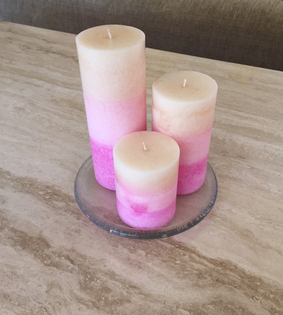 Items similar to Layered pillar candles set of 3 on Etsy