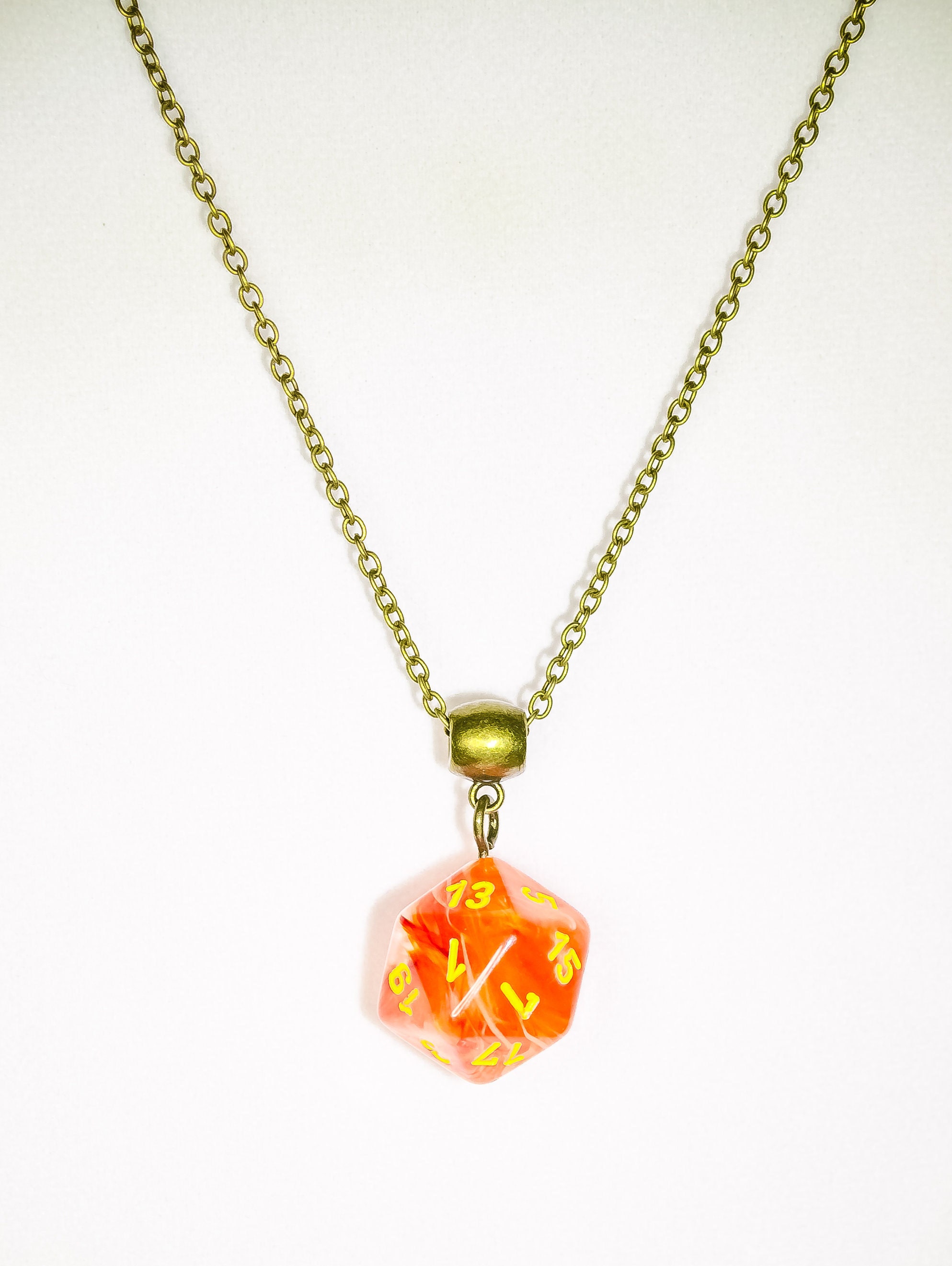 D&D D20 Necklace Orange Marble Jewelry Dnd Pendant Dice Etsy Canada
