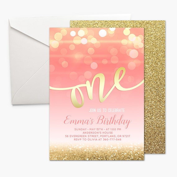 Titanium Gold Sparkly 15Th Personalised Anniversary Party Invitations