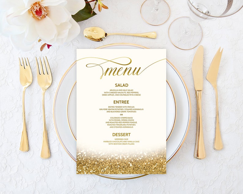 Home Furniture Diy Cards Invitations Gold Wedding Menu Cards