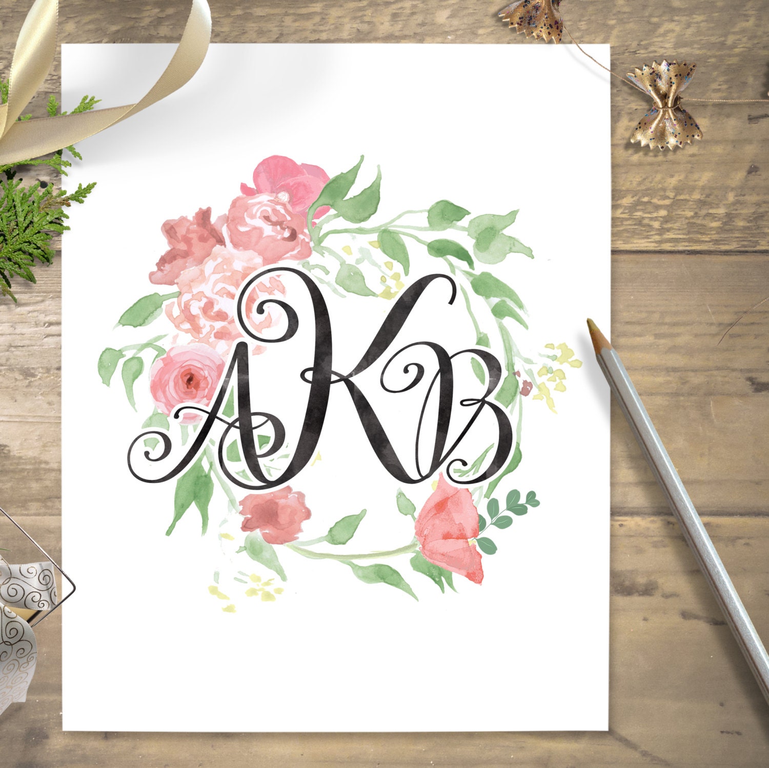 Personalized nursery monogram printable Custom monogram Etsy