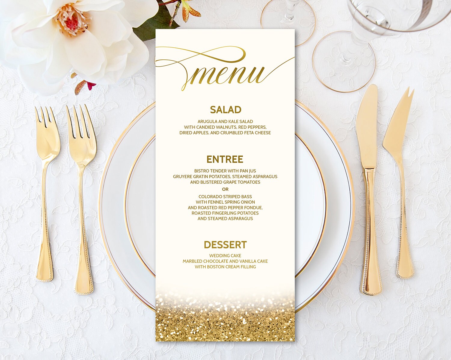 Gold Wedding Menu Cards Gold Wedding Menu Sign Digital Wedding Etsy