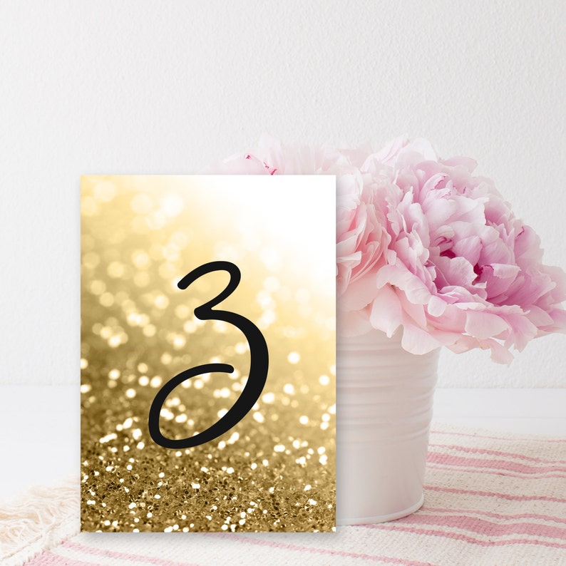 1 25 printable table numbers gold wedding signs gold glitter etsy uk