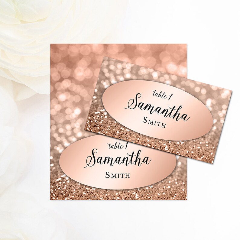 DIGITAL Rose Gold Wedding Place Cards Printable Escort Cards Etsy