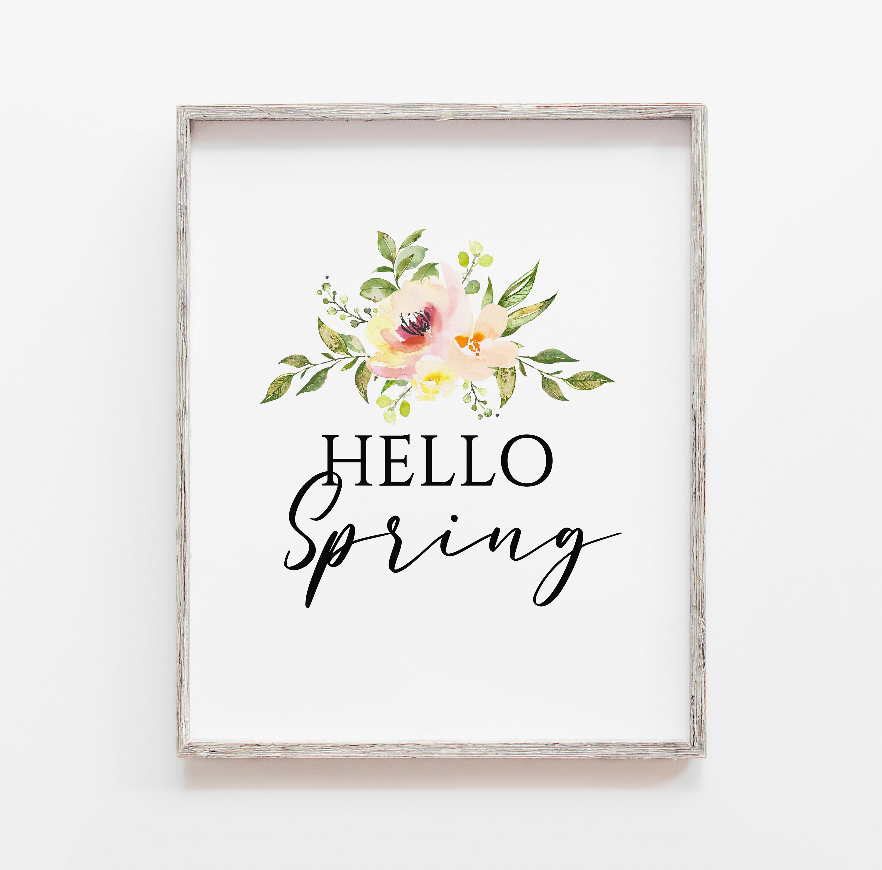 Hello Spring Printable Wall Art Spring Wall Decor Watercolor Etsy
