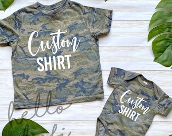 Personalised Name and Number Camo T-shirt Camouflage Children/'s T-shirt Army