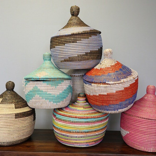 Gitzell FairTrade -Set of 3 Medium lidded basket