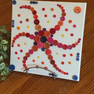Button art - Canvas button art - Buttons on canvas - wall art - Button craft - Abstract button art - handmade - contemporary art - gift idea