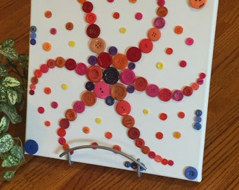 Button art - Canvas button art - Buttons on canvas - wall art - Button craft - Abstract button art - handmade - contemporary art - gift idea