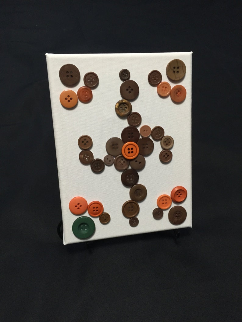 Button art, Gift idea, button craft, wall art, Canvas button art abstract button art, abstract, craft, brown, abstract art, wall hangin image 3