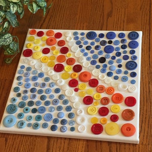 Button art - Canvas button art - Buttons on canvas - Button wall art - Button craft - Abstract button art - contemporary art - gift idea