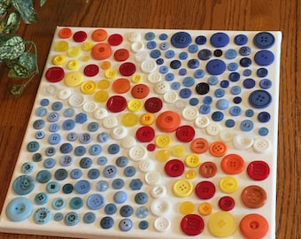 Button art - Canvas button art - Buttons on canvas - Button wall art - Button craft - Abstract button art - contemporary art - gift idea