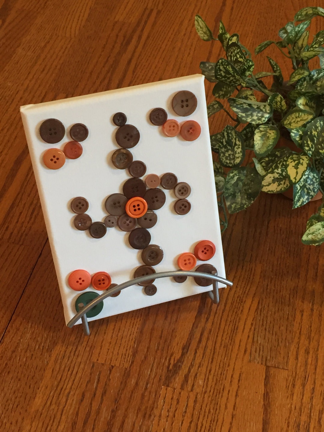 Button Art, Gift Idea, Button Craft, Wall Art, Canvas Button Art