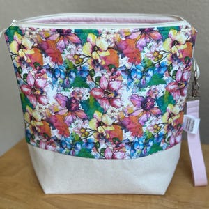 Watercolor Floral Knit and Crochet Project Bag