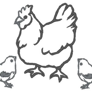 Pollo y polluelos máquina de bordado archivo mama gallina y pollitos de bebé descarga instantánea