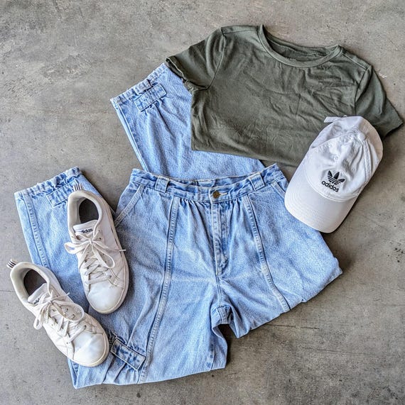 Vintage Jag Light Blue Denim Front Seam High Rise Tapered Leg