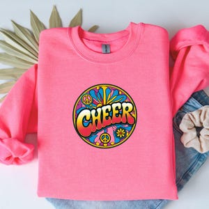 Jugend Hippie Hippie Cheerleader Buntes Sweatshirt Jubeln Geschenk Rundhals Pullover Cheerleader Bekleidung Hippie Style Pullover Cheer Übungsabnutzung