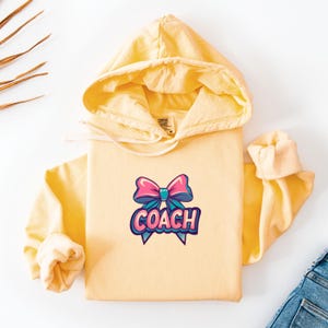 Cheer Coach Gift Comfort Colors Hoodie Unisex Lightweight Sweatshirt Coach Apparel Cheerleading Gift Hoodie Fun Vibrant Colors Sweatshirt