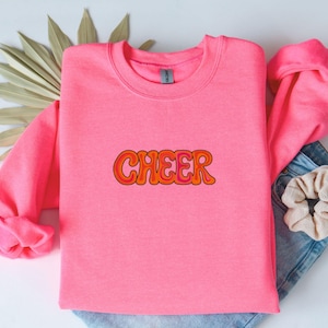 Youth Cheer Sweatshirt in Fun Colors Cheer Team Gift Cute Crewneck Cheerleading Clothes Cheerleader Apparel Hippie Style Pullover Vibrant