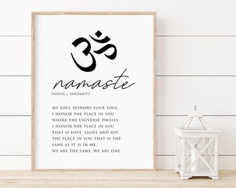 Namaste Sign | Definition Print | Meditation Print | Yoga Poster | Yoga Wall Art | Minimal Print | Typography Poster | Printed Poster