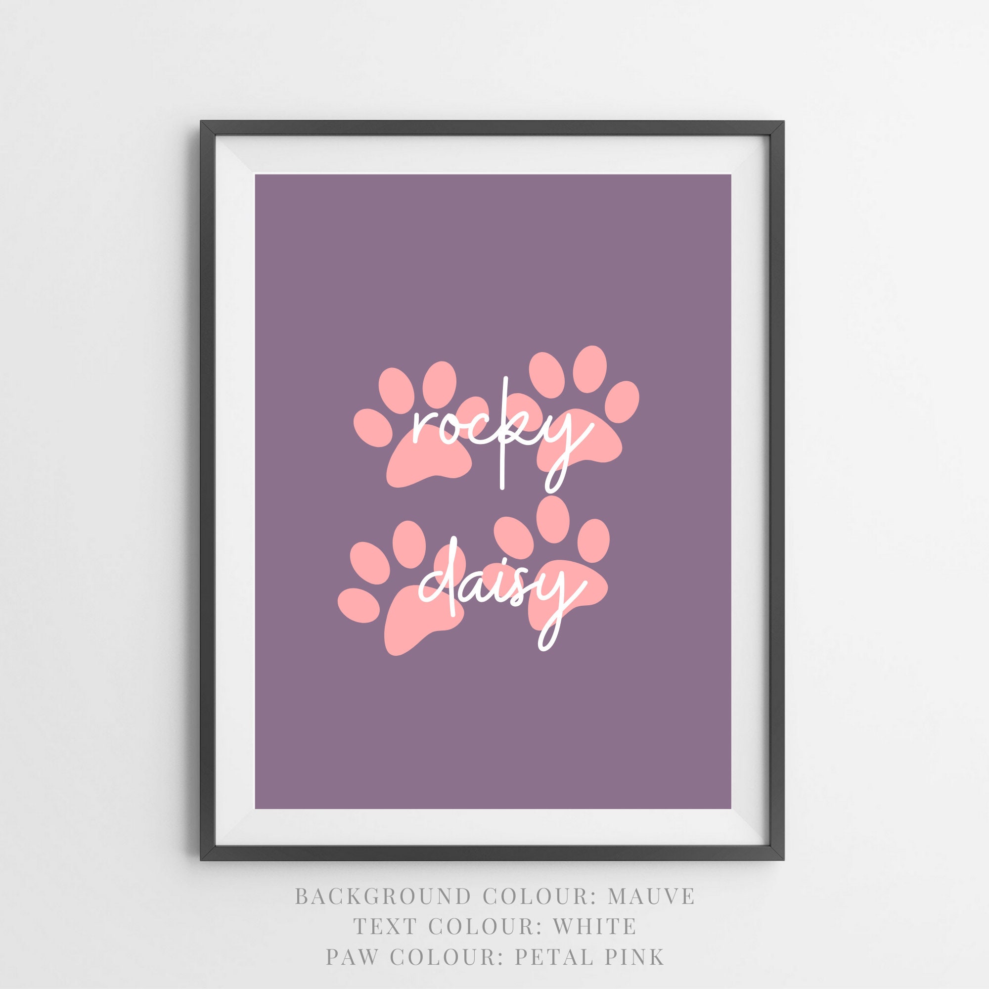 Pet Names Word Art Pet Poster Pet Name Wall Art Paw | Etsy