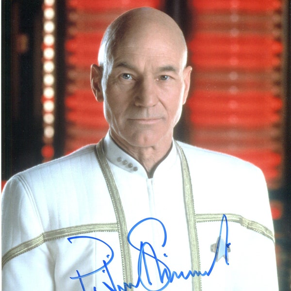 Patrick Stewart Hand Signed Star Trek The Next Generation Autographed 8x10 Photo as Jean Luc Picard. With FE COA. TNG