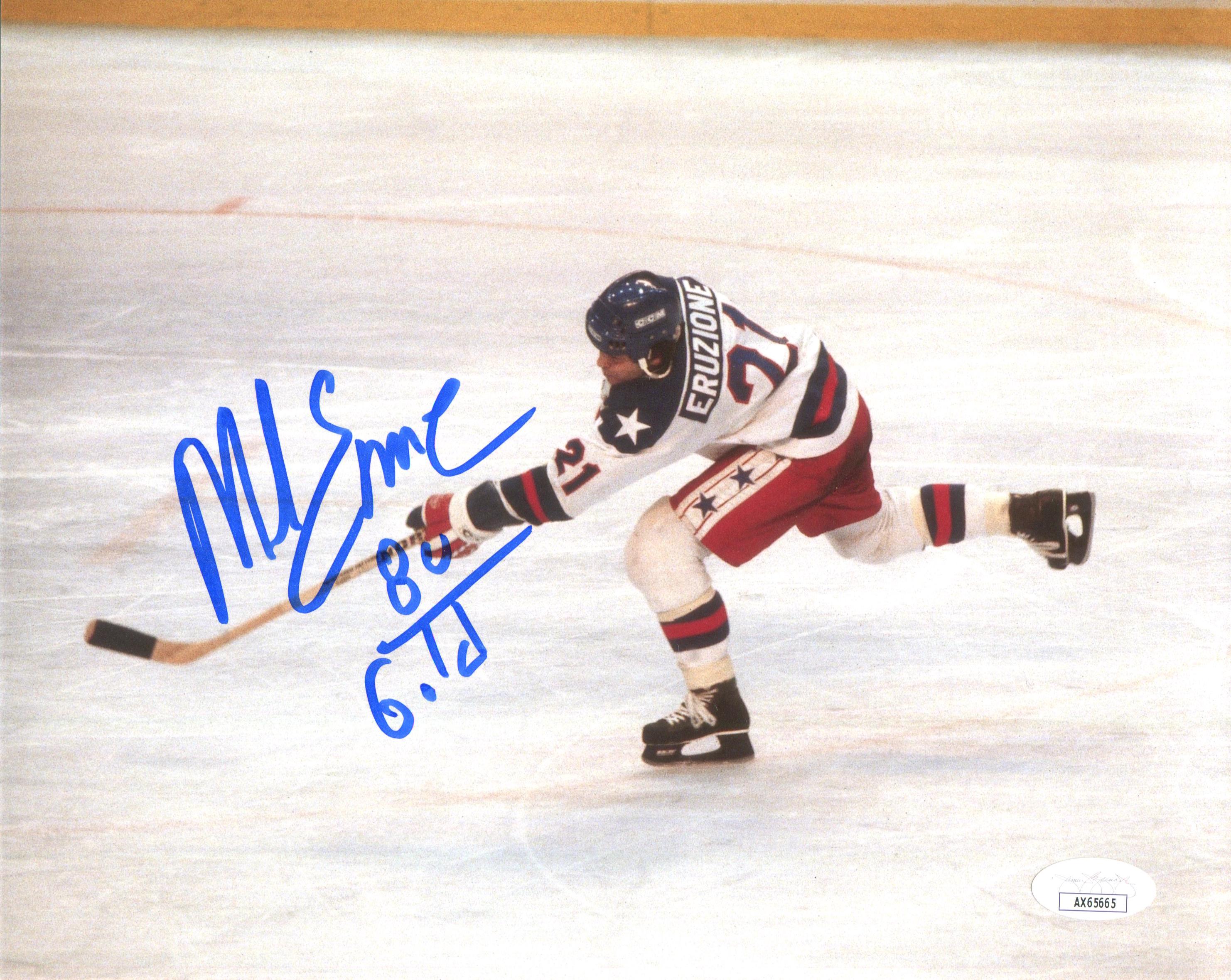 Mike Eruzione hand Signed Team USA 1980 8x10 'Miracle on Ice' With  JSA certification