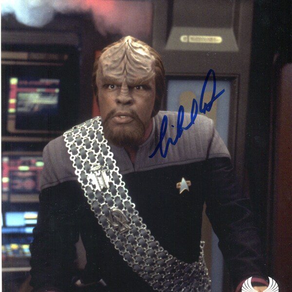 Michael Dorn Hand Signed Star Trek The Next Generation Autographed 8x10 Photo as Worf. With FE COA. TNG