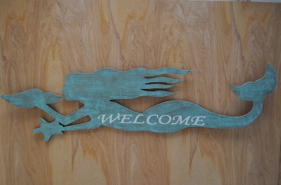 Wood Mermaid Wall Art Beach Decor Coastal Home Mermaid Wall Etsy