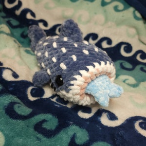 Handmade Crochet Mini Whale Shark Plushie- Cute and Cuddly Marine Life Stuffed Animal